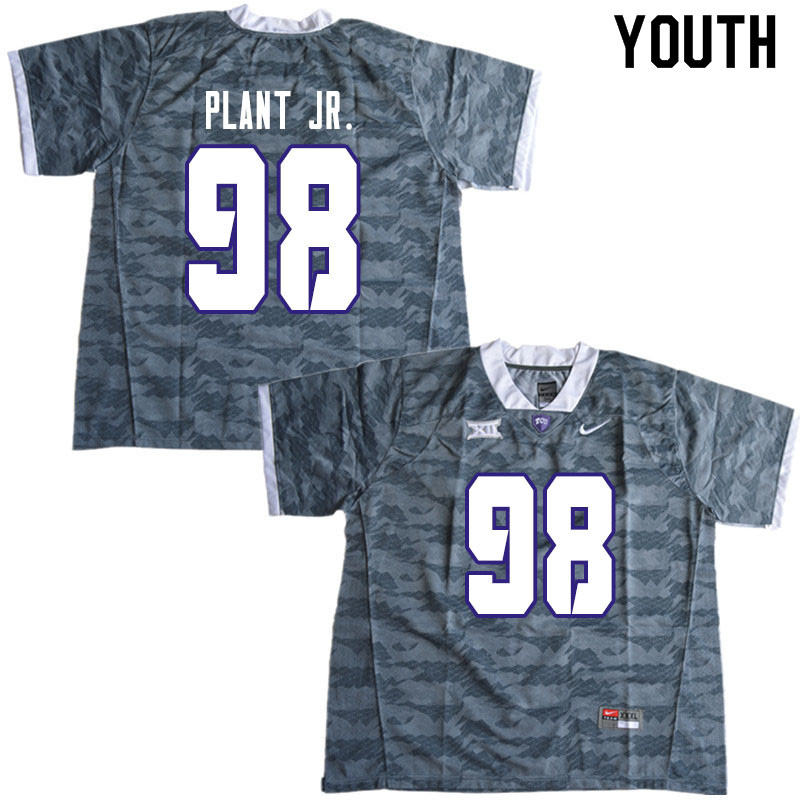 Youth #98 Adam Plant Jr. TCU Horned Frogs College Football Jerseys Sale-Gray - Click Image to Close